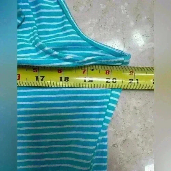 TALBOTS RUFFLE SQUARE NECK SHELL - AMALFI STRIPE SIZE XL - Picture 7 of 8